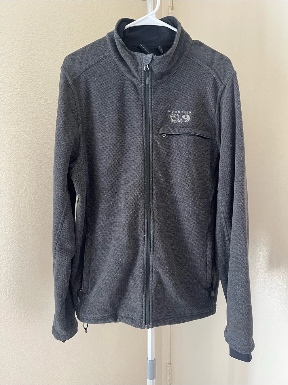 Mountain Hardwear Full Zip Fleece Jacket Gray Textured OM5961 Size M